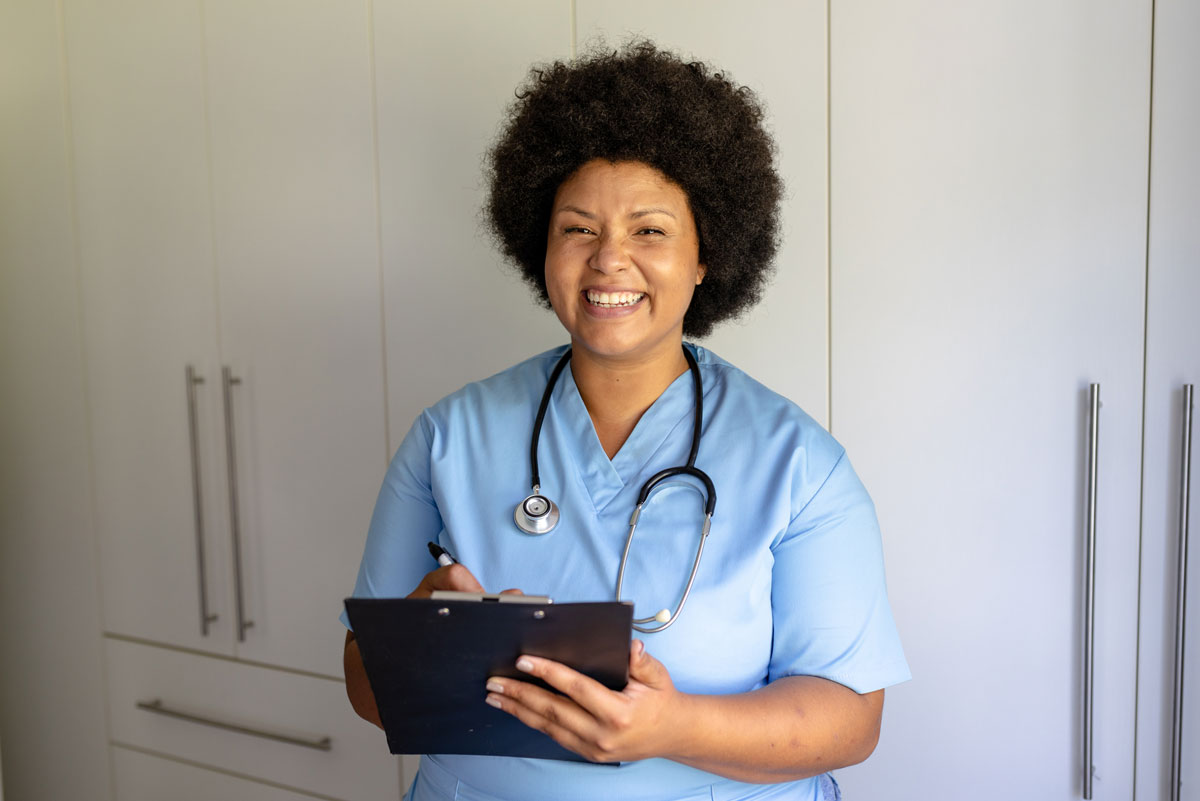 Female nurse with a clipboard